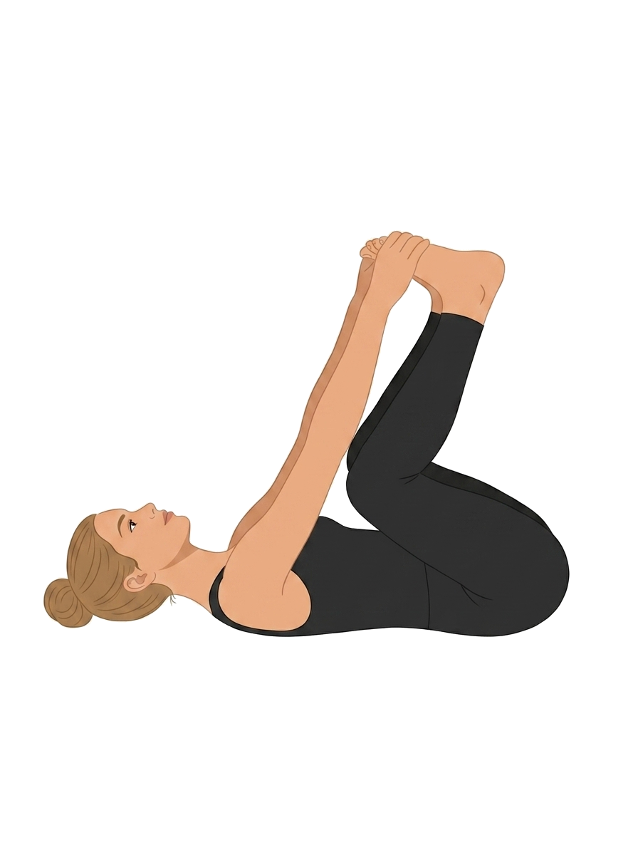 Illustration of happy baby stretch on the back